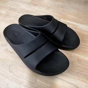 Oofos Ooahh Slide Shoes‎ Mens Size 11 Womens 13 Black Recovery Comfort Sandals